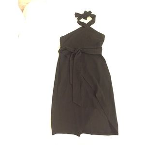 Black Halter Wrap Dress